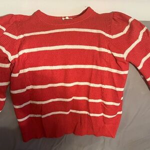 Maurices Red and White Striped Crew Neck Sweater